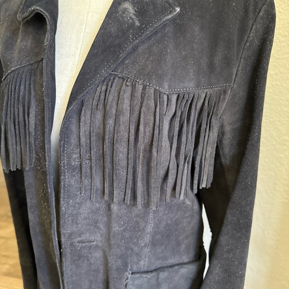 Vintage Black Suede Fringe Leather Jacket - Picture 16 of 16